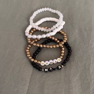 Gold and Black Beaded Bracelet Set